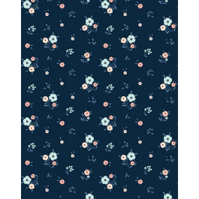 Bobbi Beck eco-friendly Navy dainty floral wallpaper