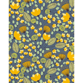Bobbi Beck eco-friendly Navy retro maximalist floral wallpaper