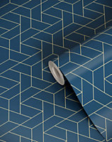 Bobbi Beck eco-friendly Navy triangle geometric wallpaper