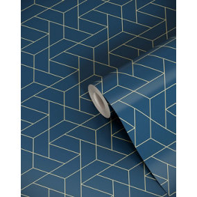 Bobbi Beck eco-friendly Navy triangle geometric wallpaper