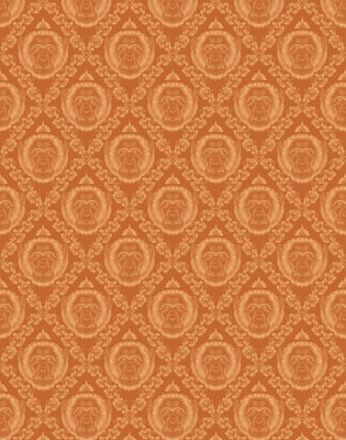 Bobbi Beck eco-friendly orange baroque monkey wallpaper
