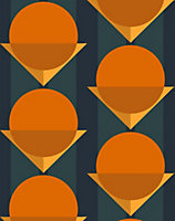 Bobbi Beck eco-friendly Orange bauhaus geometric wallpaper