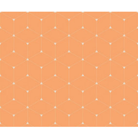 Bobbi Beck eco-friendly Orange cube geometric wallpaper