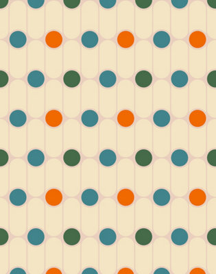 Bobbi Beck eco-friendly Orange retro dot design wallpaper