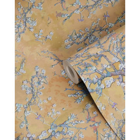 Bobbi Beck eco-friendly Orange van gogh almond blossom wallpaper