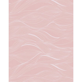Bobbi Beck eco-friendly Pink abstract wavy line wallpaper