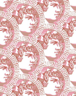 Bobbi Beck eco-friendly Pink ancient greek motif wallpaper