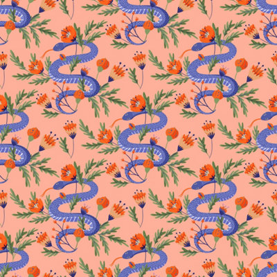 Bobbi Beck eco-friendly pink colourful snake wallpaper