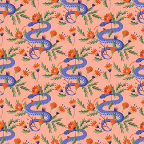 Bobbi Beck eco-friendly pink colourful snake wallpaper