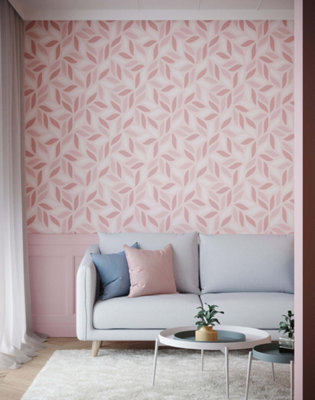 Bobbi Beck eco-friendly Pink geometric leaf pattern wallpaper