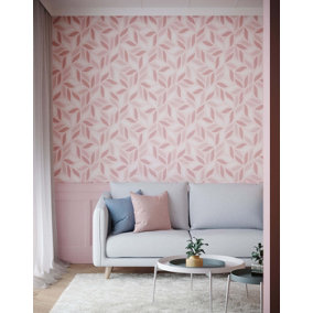 Bobbi Beck eco-friendly Pink geometric leaf pattern wallpaper