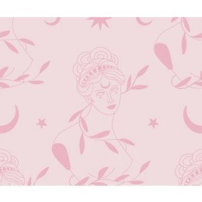 Bobbi Beck eco-friendly Pink greek motif wallpaper