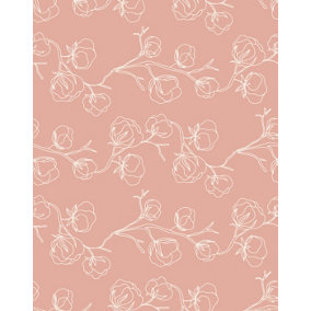 Bobbi Beck eco-friendly Pink line drawn rose vine wallpaper