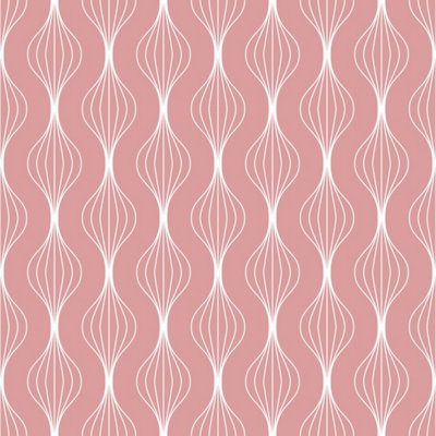 Bobbi Beck eco friendly Pink modern wavy line Wallpaper