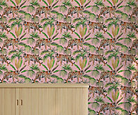 Bobbi Beck eco-friendly pink tropical tiger wallpaper