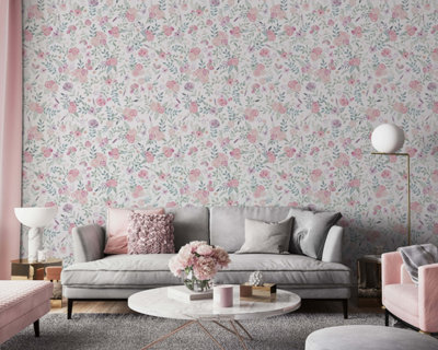 Bobbi Beck eco-friendly Pink watercolour rose wallpaper