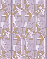 Bobbi Beck eco-friendly Purple art deco arched window wallpaper