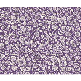 Bobbi Beck eco-friendly Purple arts crafts floral wallpaper
