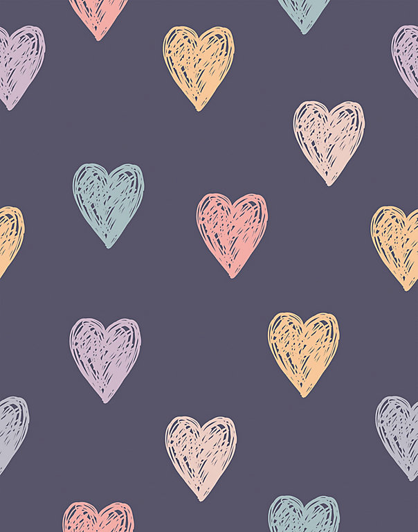 Bobbi Beck eco-friendly Purple childrens love heart wallpaper | DIY at B&Q