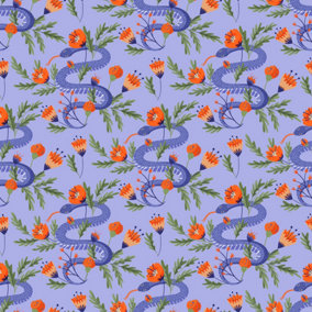 Bobbi Beck eco-friendly purple colourful snake wallpaper