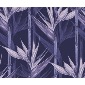 Bobbi Beck eco-friendly Purple tropical bird of paradise wallpaper