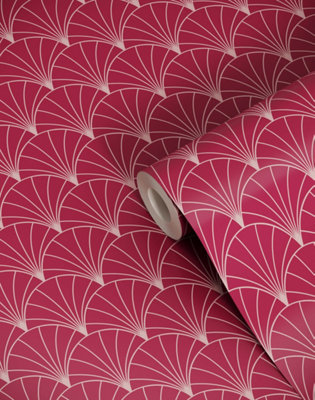 Bobbi Beck eco-friendly Red art deco arch wallpaper