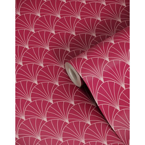 Bobbi Beck eco-friendly Red art deco arch wallpaper