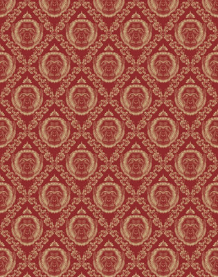 Bobbi Beck eco-friendly red baroque monkey wallpaper