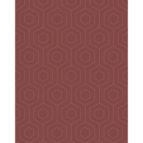 Bobbi Beck eco-friendly Red hexagonal line wallpaper