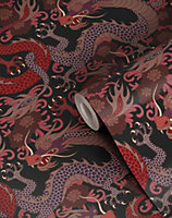 Bobbi Beck eco-friendly Red oriental dragon wallpaper