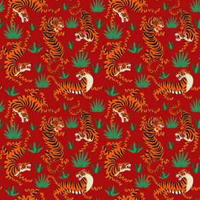 Bobbi Beck eco-friendly red oriental tiger wallpaper
