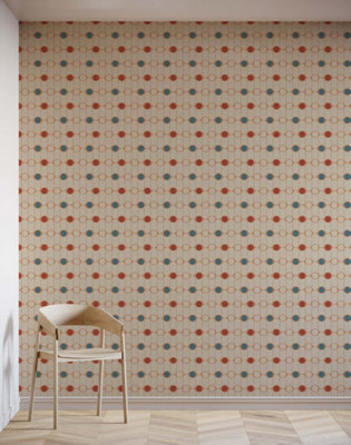 Bobbi Beck eco-friendly Red retro dot design wallpaper