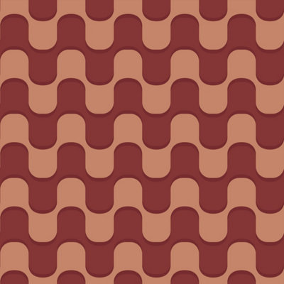 Bobbi Beck eco-friendly red retro squiggle pattern wallpaper