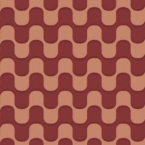 Bobbi Beck eco-friendly red retro squiggle pattern wallpaper