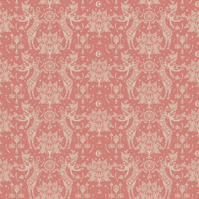 Bobbi Beck eco-friendly red scandi deer wallpaper