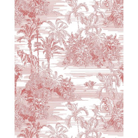 Bobbi Beck eco-friendly Red tiger and palm tree wallpaper