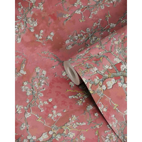 Bobbi Beck eco-friendly Red van gogh almond blossom wallpaper