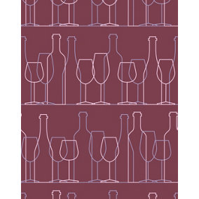 Bobbi Beck eco-friendly Red wine glass motif wallpaper