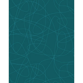 Bobbi Beck eco-friendly Teal abstract line wallpaper