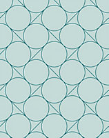 Bobbi Beck eco-friendly Teal retro circle wallpaper
