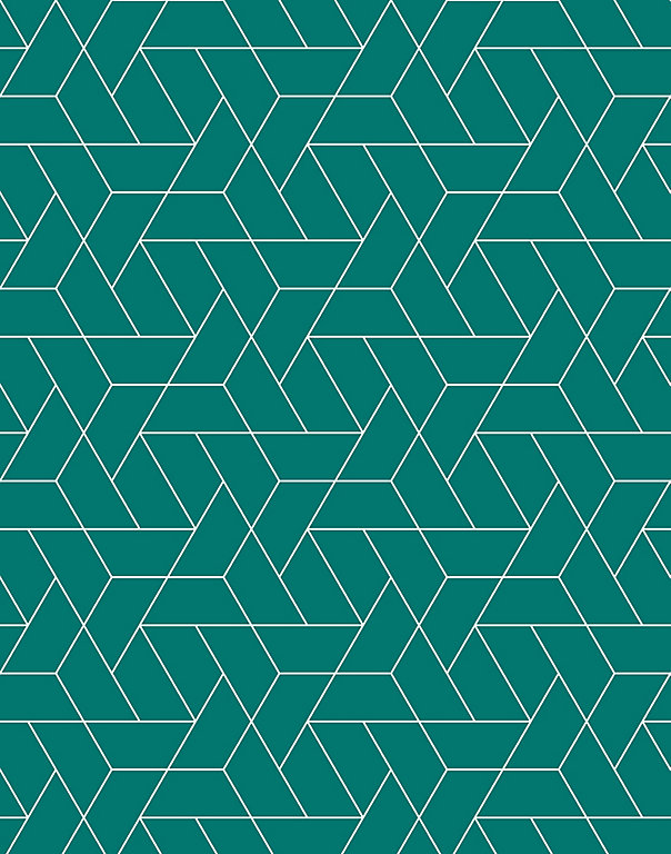 Bobbi Beck eco-friendly Teal triangle geometric wallpaper | DIY at B&Q