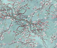 Bobbi Beck eco-friendly Teal van gogh almond blossom wallpaper