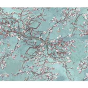 Bobbi Beck eco-friendly Teal van gogh almond blossom wallpaper
