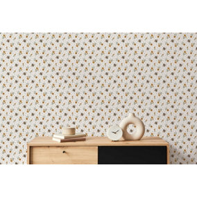 Bobbi Beck eco-friendly white bee wallpaper