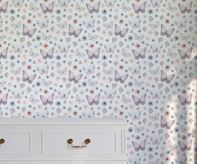 Bobbi Beck eco-friendly white butterfly wallpaper