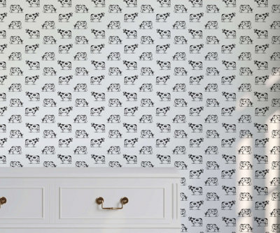 Bobbi Beck eco-friendly white cow wallpaper