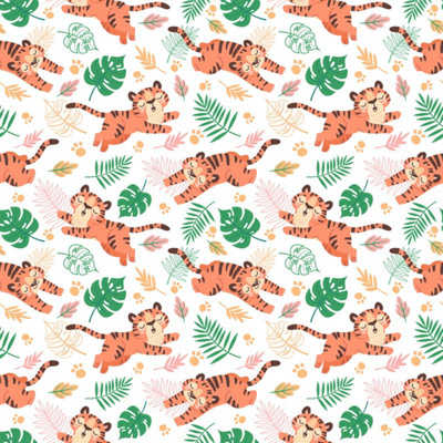 Bobbi Beck eco-friendly white cute tiger wallpaper