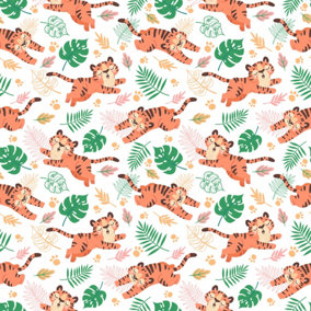 Bobbi Beck eco-friendly white cute tiger wallpaper