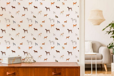 Bobbi Beck eco-friendly white dog wallpaper