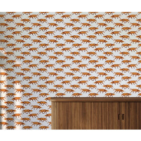 Bobbi Beck eco-friendly white fox wallpaper